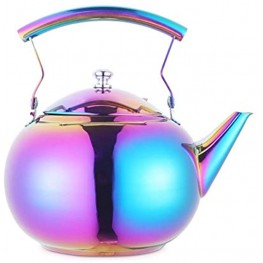 Beautiful Tea Kettle with Infuser for Loose Leaf Tea Stainless Steel Hot Water Boling Coffee Tea pots Strainer Tea Maker Steeper Induction Gas Stovetop Safe Rainbow 2 Quart 68 Ounce