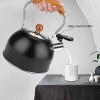 Whistling Tea Kettles Stovetop ENLOY 2.3 Quart Food Grade Stainless Steel Teapot with Wood Pattern Anti-Hot Handle Loud Whistle and Anti-Rust for Tea Coffee Milk etc Gas Electric Applicable