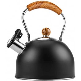 Whistling Tea Kettles Stovetop ENLOY 2.3 Quart Food Grade Stainless Steel Teapot with Wood Pattern Anti-Hot Handle Loud Whistle and Anti-Rust for Tea Coffee Milk etc Gas Electric Applicable