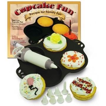 Sante Skookie Cast Iron Cupcake Fun with Decorating Kit and Stencils