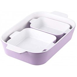 Ceramic Baking Dish HAPPY KITCHEN Ceramic Bakeware Set of 3 Piece 13 x 9 inch Ceramic Rectangular Baking Dish Lasagna Pans for Oven Microwave Cooking Casserole Dish and Daily Use Blueviolet