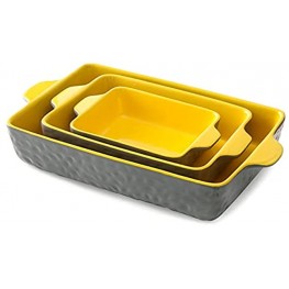 Ceramic Baking Dishes for Oven Lareina Porcelain Bakeware Set Rectangular Baking Pans Set Casserole Dish for Cooking Microwave and Dishwasher Safe 9 x 13 Inches 3-Piece Yellow