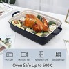 Ceramic Baking Dish,Round Roasting Baking Pan Serving Bakeware for Cooking Kitchen Cake Dinner Banquet and Daily Use,15.5 x 10 inch Dark Blue