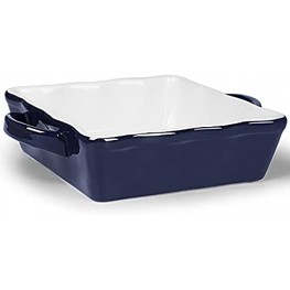 GDCZ Ceramic Baking Dish with Double Handle Baking Dish Casserole Dishes 8-Inch Navy
