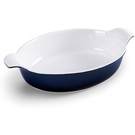 Jemirry Oval Baking Dish Ceramic Bakeware Pan for Gratin Oven Cooking Dishes Au Gratin Pans Lasagna and Casserole Blue