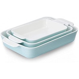 JH JIEMEI HOME Ceramic Bakeware Set Baking Dishes Set for Oven Large Casseroles Dish Temptations Deep Baking Tray for Cooking Lasagna Roasting Serving Dishes for Family Banquet Turquoise