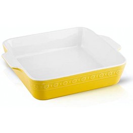 KOOV Ceramic Bakeware 8x8 Baking Dish Square Baking Pan Ceramic Baking Dish Brownie Pans for Cake Dinner Kitchen Yellow