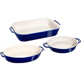 Staub Ceramic Baking Dish Set 3pc Dark Blue