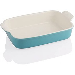 SWEEJAR Ceramic Baking Dish Large Rectangular Bakeware 3.5 Quart Casserole Dish with Double Handles Lasagna Baking Pan for Cooking Cake Banquet and Dinner 13 x 9.8 inch Turquoise