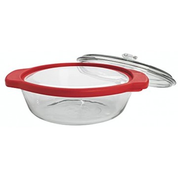 Anchor Hocking TrueFit Bakeware Glass Casserole Dish with Cover and Storage Lid Cherry 3-Piece Set