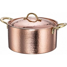 DEMMEX 1.2MM Thick Hammered Copper Soup Pot Stew Pan Casserole Dish 3 Quarts 7.8 x 4