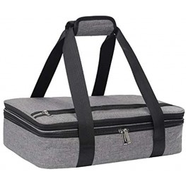 Double Casserole Carrier for Hot or Cold Food Expandable Insulated Lunch Bag Perfect Lasagna Holder Tote for Potlucks Picnics Cookouts Traveling or Gifts Fits 9"x13" Baking Dish Gray