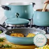 Farberware 120 Limited Edition Stainless Steel Dish Casserole Pan with Lid 4 Quart Aqua Blue