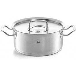 Fissler pure-profi collection Stainless Steel Casserole Pot with Metal-Lid Induction 9.4-in 4.8 Quart silver