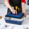 KOOV Ceramic Casserole Dish with Lid Covered Rectangular Casserole Dish Set Lasagna Pans with Lid for Cooking Baking dish With Lid for Dinner 9 x 13 Inches Gradient Series Gradient Blue