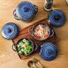 KOOV Small Casserole Dish with Lid Oven Safe Bowls 12 oz Ramekins with Lids Souffle Dish Ceramic Casserole Dish Set of 4 Mini Dutch Oven Reactive Glaze Nebula Blue