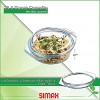 Simax Mini Glass Casserole Dish: Clear Glass Round Casserole Dish with Lid and Handles Small Covered Bowl for Cooking Baking Serving etc. Microwave Dishwasher Oven and Stove Safe Cookware – 23.5 Oz .75 Quart 8 Inch Diameter