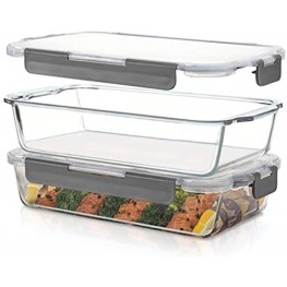 Superior Glass Casserole Dish with lid 2-Piece Glass Bakeware And Glass Food-Storage Set 100% Leakproof Casserole Dish set with Hinged BPA-Free Locking lids Freezer-to-Oven-Safe Baking-Dish Set.