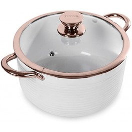 TOWER Linear Casserole Dish with Easy Clean Non-Stick Ceramic Coating Aluminium White and Rose Gold 24 cm
