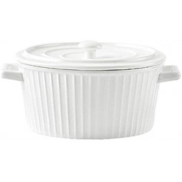 WHJY White Colorful Ceramic Casserole Dish with Lid，1.2 Quart Ceramic Casserole Pan for Bakeware Oven