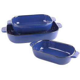 Kvv Ceramic Bakeware Set of 3 Piece Retangular Baking Pan,Baking Dishes Lasagna Pans for Cooking Kitchen Cake Dinner Banquet and Daily Use 13 x 9 Inches Valentine's Day GiftBlue