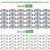 100 Pieces Canning Jar Lid and Ring Wide Mouth Ball Jar Ring Bands Set Split-type Lids with Silicone Seals Rings Leak Proof and Secure Canning Jar Caps Silver,86 mm