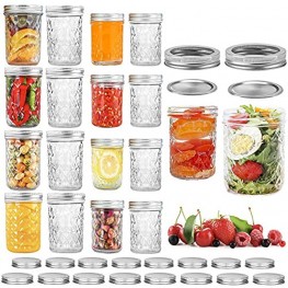 16 Pack Mason Jars with Lids 16 oz 8 Pack & 8 oz 8 Pack Canning Jars Wide Mouth Mason Jar Cup for Jam Honey Craft and Dry Food Storage Large Small Glass Jars for Making Kindle