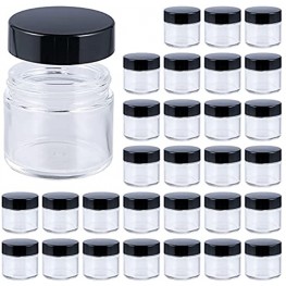 2oz Jars with Lids HOA Kinh 30 Pack Clear Glass Jars with Lids Empty Cosmetic Containers Round Airtight Glass Jar with Black Lids for Storing Lotions Powders Ointments
