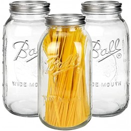 3 Pack Wide Mouth Glass Jars 64 oz Half Gallon Large Mason Jars with Airtight lids and Bands ,Food Storage Canister for Canning Preserving Pickling Overnight Oats Jam Jelly