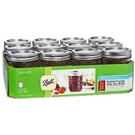 Ball Mason 8oz Quilted Jelly Jars with Lids and Bands Set of 12
