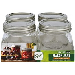 Ball Mason Jar with Lid Pint Pack of 4