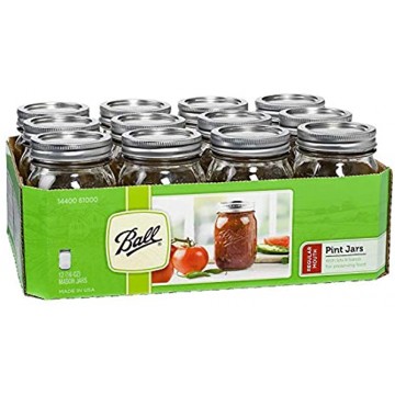 Ball Regular Mouth 16-Ounces Mason Jar with Lids and Bands 12-Units 12-Pack AS SHOWN