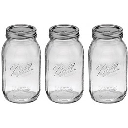 Ball Regular Mouth 32-Ounces Quart Mason Jars with Lids and Bands Set of 3