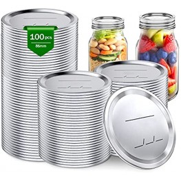 DONGUS 100 Pieces Canning Jar Lid and Ring Wide Mouth Ball Jar Ring Bands Set Split-type Lids with Silicone Seals Rings Leak Proof and Secure Canning Jar Caps