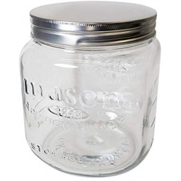 Grant Howard Jumbo Mason Embossed Glass Storage Jar 92 Ounces Clear
