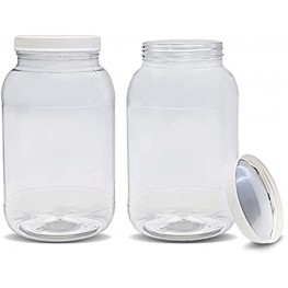 ljdeals 1 Gallon Clear Plastic Jars with Lids Wide Mouth Storage Containers Pack of 2 BPA Free Food Safe made in USA