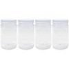 ljdeals 32 oz Clear Plastic Jars with Lids Wide Mouth Mason Jars with Ribbed Heat Induction Liner Caps PET Storage Containers Pack of 4 BPA Free made in USA