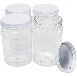 ljdeals 32 oz Clear Plastic Jars with Lids Wide Mouth Mason Jars with Ribbed Heat Induction Liner Caps PET Storage Containers Pack of 4 BPA Free made in USA