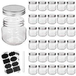 Mason Jars Accguan glass jar 8OZ With Regular Lids and BandsSilver Ideal for Jam Honey Wedding Favors Shower Favors Baby Foods 30 PACK