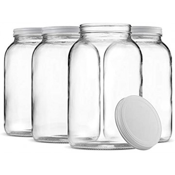 Paksh Novelty 1-Gallon Glass Jar Wide Mouth with Airtight Metal Lid USDA Approved BPA-Free Dishwasher Safe Mason Jar for Fermenting Kombucha Kefir Storing and Canning Uses Clear.