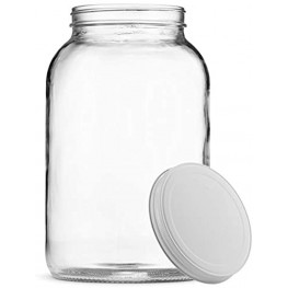 Paksh Novelty 1-Gallon Glass Jar Wide Mouth with Airtight Metal Lid USDA Approved BPA-Free Dishwasher Safe Large Mason Jar for Fermenting Kombucha Kefir Storing and Canning Uses Clear 1 Jar