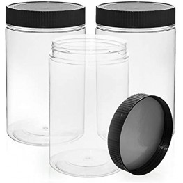 Vumdua 27 Ounce Plastic Jars with Lids 3 Pack Food Storage Containers Airtight Clear Containers for Organizing