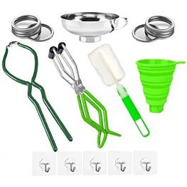 Canning Essentials Set Canning Kit Tool Include Canning Jar Lifter Large Silicone Collapsible Funnel Ball Canning Jars Canning Tongs Green