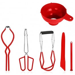 Canning Kit Canning Tools Canning Set Canning Supplies Include Canning Funnel Jar Lifter Jar Wrench Lid Lifter Canning Tongs Bubble Popper Bubble Measurer Bubble Remover Tool Red
