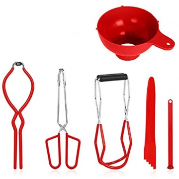 Canning Kit Canning Tools Canning Set Canning Supplies Include Canning Funnel Jar Lifter Jar Wrench Lid Lifter Canning Tongs Bubble Popper Bubble Measurer Bubble Remover Tool Red
