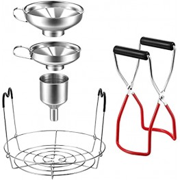 Chris.W 5 Pieces Canning Kit Canning Jar Lifter Tongs and Canning Rack Set with Canning Funnels Stainless Steel Canning Supplies Canning Rack and Canning Tong for Mason Jars