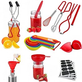 GOTRAYS Canning kit,61 Pcs Canning Tools Set Canning Supplies Include,Canning Tongs,Jar Wrench Lid Lifter,Canning Funne,Bubble Remover,Home Canning Kit,Canning Jars Set Red
