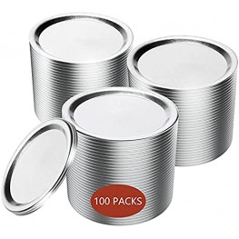 100 Count Wide Mouth Canning Lids,86mm Mason Jar Canning Lids Reusable Leak Proof Split-Type Lids with Silicone Seals Rings 100Count 86mm