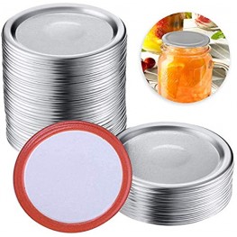 100 Pcs Mason Jar Lids Wide Mouth Canning Lids,86MM Mason Jar Canning Lids Reusable Leak Proof Split-Type Lids with Silicone Seals Rings