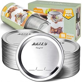 180PCS Canning Lids Regular Mouth for Ball and Kerr Jars Mason Jar Lids with Leak Proof Split Type Food Grade Metal Heat Resistant Seals Rings Great Fit & Airtight with 70mm Jars,SilverNo bands